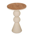 Side Table white and wood 41x41x64cm
