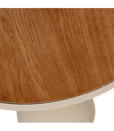 Table d'appoint design blanche et plateau bois 41x41x64cm