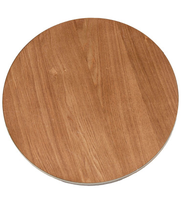 Table d'appoint design blanche et plateau bois 41x41x64cm
