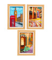Set of 3 Photo Frame Wood and white 10x15cm