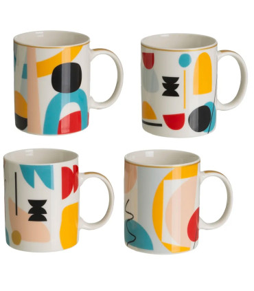 Set de 3 mugs en céramique design abstrait 340ml