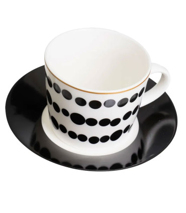 Set de 6 tasses en céramique noire et blanche 100ml