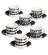 Set de 6 tasses en céramique noire et blanche 100ml