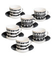 Set de 6 tasses en céramique noire et blanche 100ml