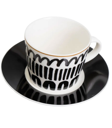 Set de 6 tasses en céramique noire et blanche 100ml