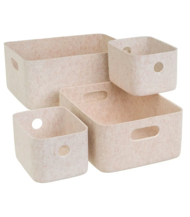 Set de 3 paniers de rangement multiusage en feutre beige 36x27x16cm