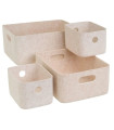 Set de 4 paniers de rangement multiusage en feutre beige 36x27x16cm