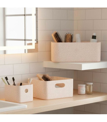 Set de 3 paniers de rangement multiusage en feutre beige 36x27x16cm