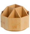 Organiseur rangement maquillage bambou rotatif 17x17x12cm