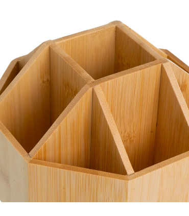 Organiseur rangement maquillage bambou rotatif 17x17x12cm