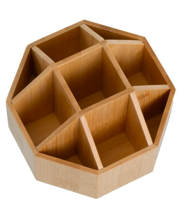 Rotative bathroom bamboo make up organizer 17x17x12cm