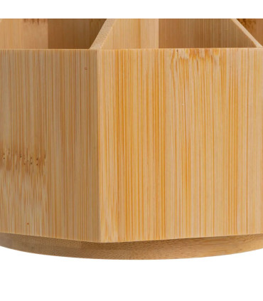 Rotative bathroom bamboo make up organizer 17x17x12cm