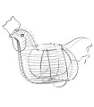 Panier à oeufs poule en métal chromé 35x17x28cm