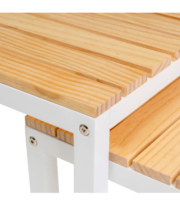 Set de 2 tables basses gigognes bois et métal blanc 42x42x43cm
