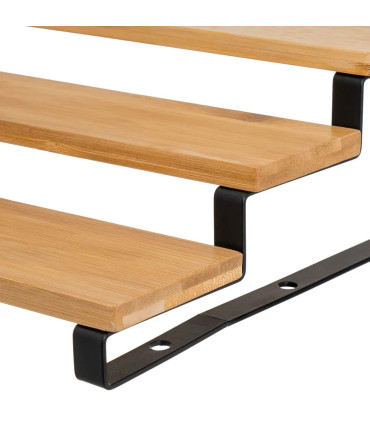 Étagère pour pots à épices métal noir et bambou 32x24x9.5cm