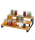 Étagère pour pots à épices métal noir et bambou 32x24x9.5cm