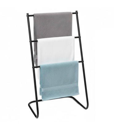Porte serviette sur pied en métal noir 46x35x82cm