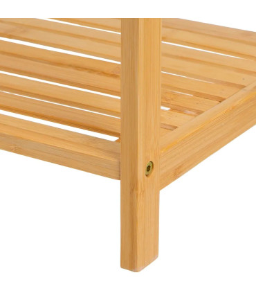 Porte serviette sur pied en Bambou avec étagère 51x31x85cm