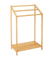 Porte serviette sur pied en Bambou avec étagère 51x31x85cm