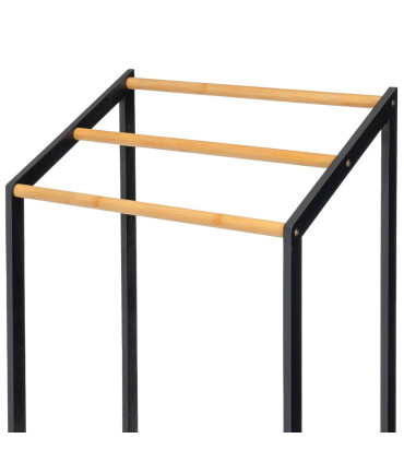 Porte serviette sur pied en bambou noir avec étagère 51x31x85cm