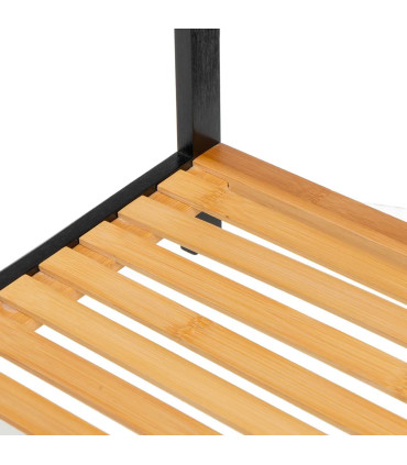 Porte serviette sur pied en bambou noir avec étagère 51x31x85cm