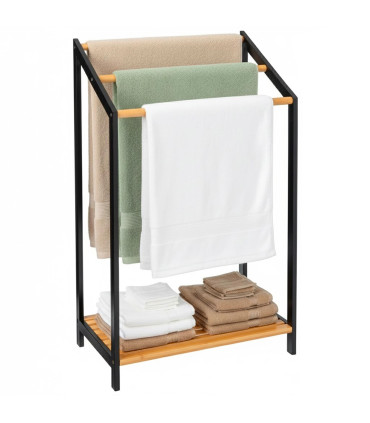 Black Bamboo Towel Holder 51x31x85cm