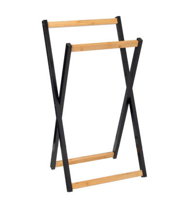 Black Bamboo Towel Holder foldable 44x40x82cm