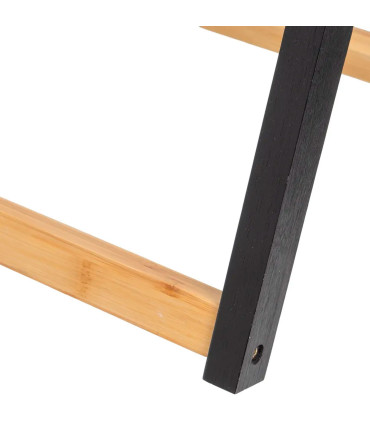 Porte serviette sur pied pliable noir et bambou 44x40x82cm