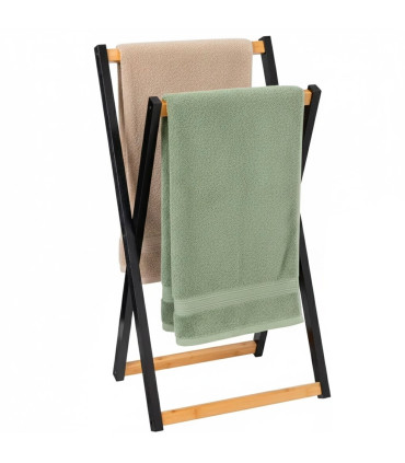 Black Bamboo Towel Holder foldable 44x40x82cm