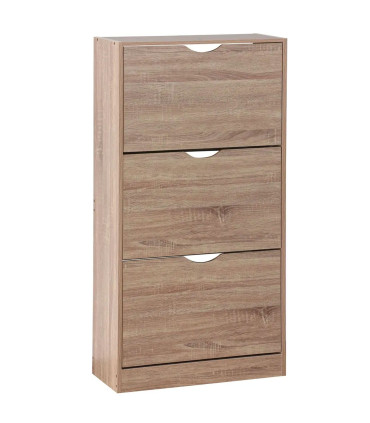 Meuble à chaussures bois 3 placards 60x24x115cm