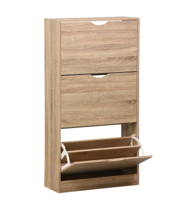Meuble à chaussures bois 3 placards 60x24x115cm