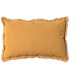 Coussin lin et coton jaune moutarde à franges 30x50cm