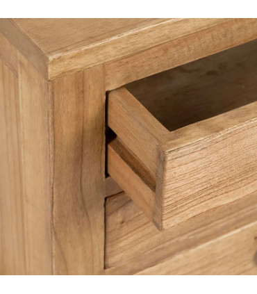 Table de chevet en bois de mindi 3 tiroirs 45x35x55cm