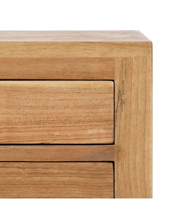 Table de chevet en bois de mindi 3 tiroirs 45x35x55cm