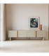 TV Stand White acacia  Wood and white marble 141x41x45cm
