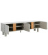 TV Stand White acacia  Wood and white marble 141x41x45cm