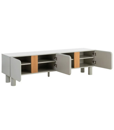 TV Stand White acacia  Wood and white marble 141x41x45cm