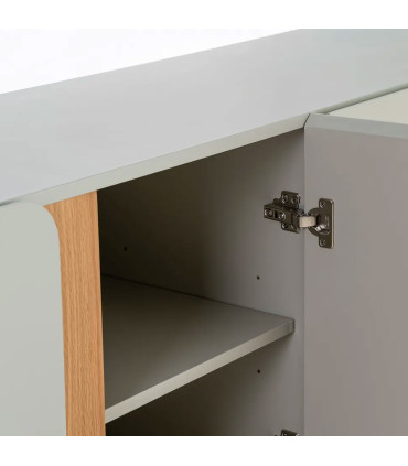 TV Stand White acacia  Wood and white marble 141x41x45cm
