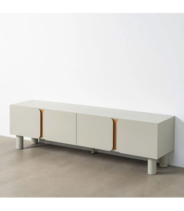 TV Stand White acacia  Wood and white marble 141x41x45cm
