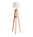 Floor Lamp wood and beige lampshade 40x40x158cm