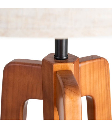 Floor Lamp wood and beige lampshade 40x40x158cm
