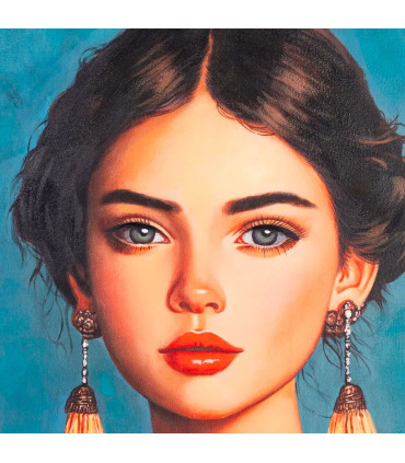 Tableau peinture sur toile portrait de femme 87x4.5x117cm