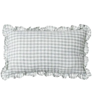 Coussin en coton vichy gris 30x50cm