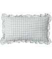 Coussin froufrou en coton vichy vert 30x50cm