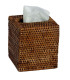 Boîte à mouchoirs carrée en rotin tressé brun 13x13x15cm