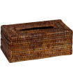 Boîte à mouchoirs rectangulaire en rotin tressé brun 26x14x10cm