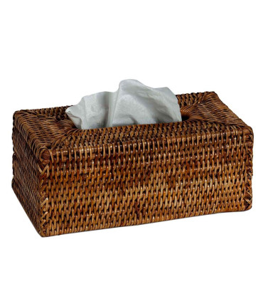 Boîte à mouchoirs rectangulaire en rotin tressé brun 26x14x10cm