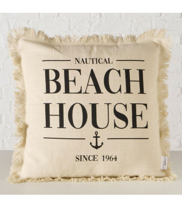 Coussin carré beige beach house 45x45cm