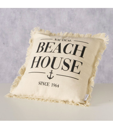 Coussin carré beige beach house 45x45cm