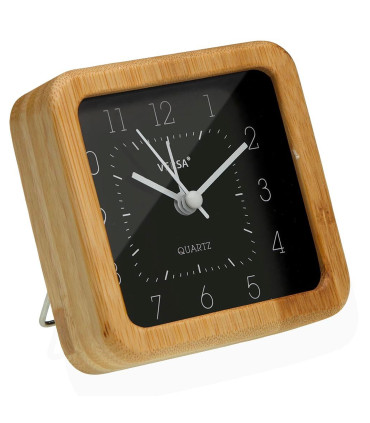 Horloge réveil de table bambou 9x9x4.5cm
